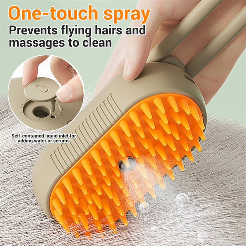 🌟 Brosse Vapeur 3-en-1 pour Animaux – Nettoyage, Démêlage et Massage