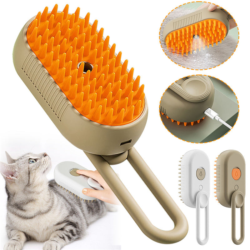 🌟 Brosse Vapeur 3-en-1 pour Animaux – Nettoyage, Démêlage et Massage
