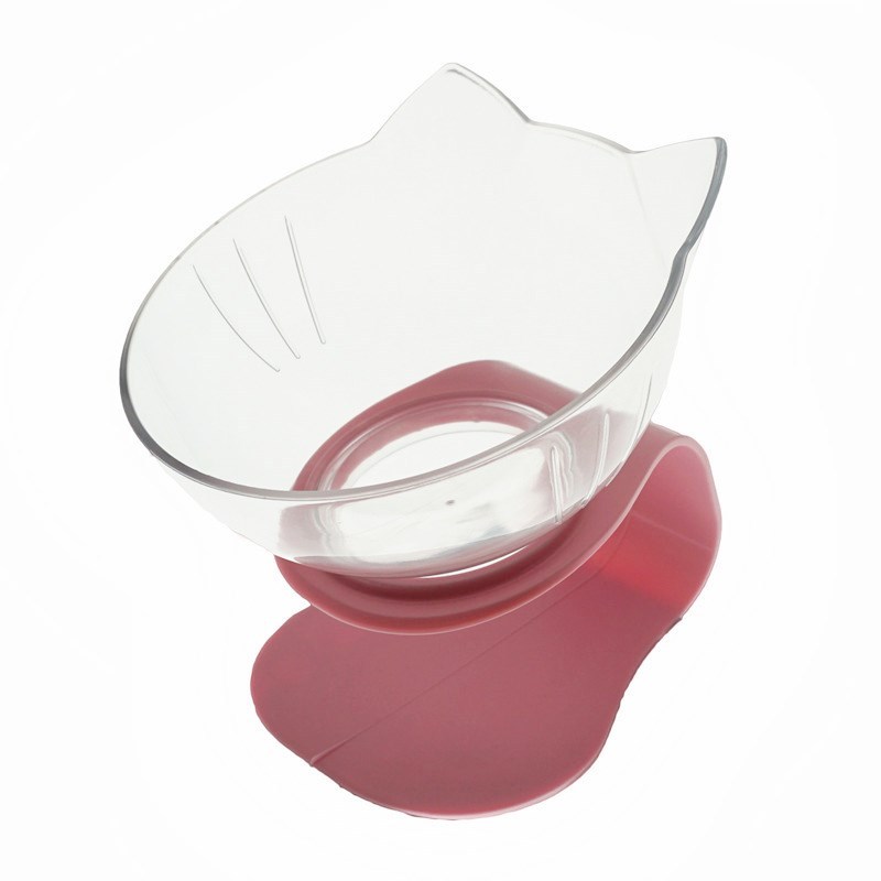 Bol Double Transparent Incliné 15° pour Chats et Chiens – Support Antidérapant et Confort Ergonomique