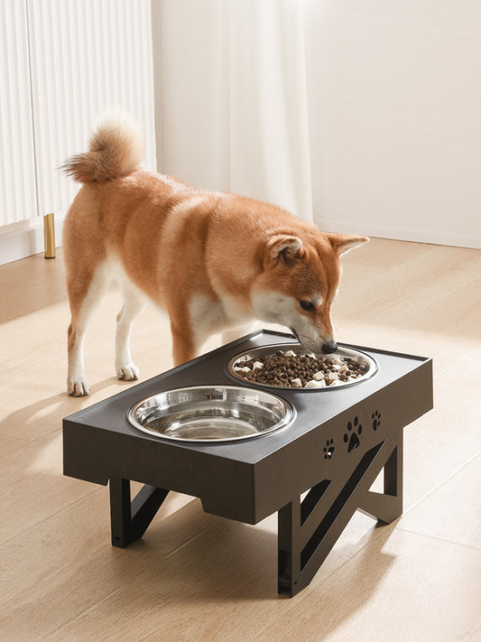 Bol Double pour Chiens – Acier Inoxydable, Hauteur Réglable et Pliable