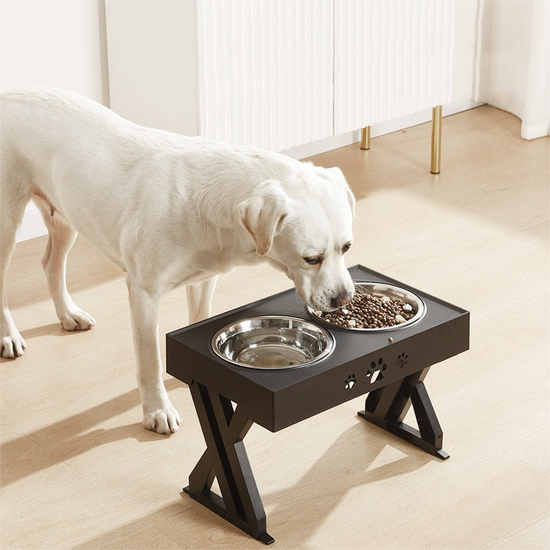 Bol Double pour Chiens – Acier Inoxydable, Hauteur Réglable et Pliable