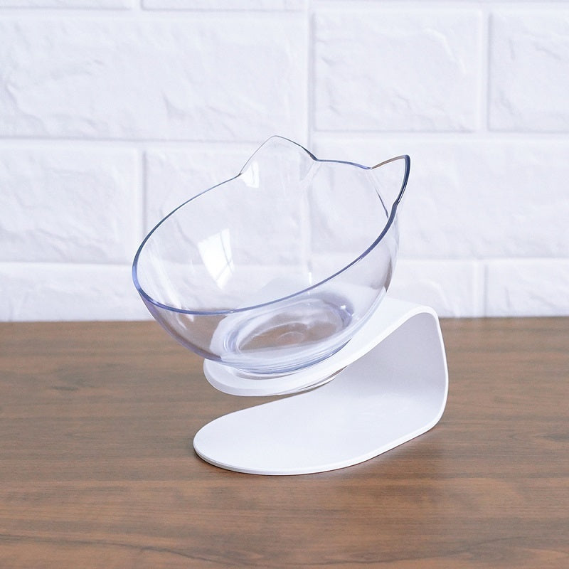 Bol Double Transparent Incliné 15° pour Chats et Chiens – Support Antidérapant et Confort Ergonomique