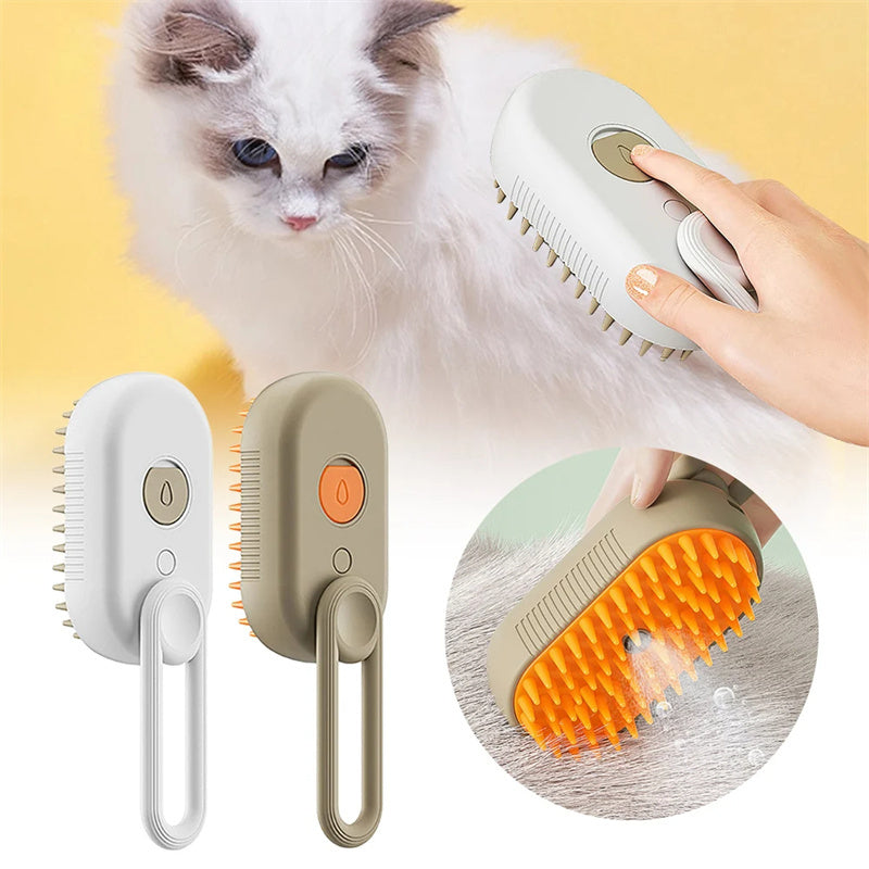 🌟 Brosse Vapeur 3-en-1 pour Animaux – Nettoyage, Démêlage et Massage