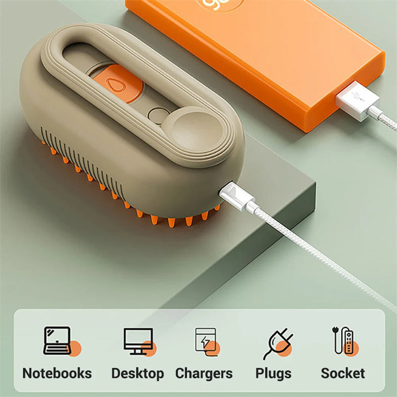 🌟 Brosse Vapeur 3-en-1 pour Animaux – Nettoyage, Démêlage et Massage