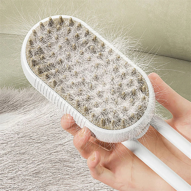 🌟 Brosse Vapeur 3-en-1 pour Animaux – Nettoyage, Démêlage et Massage